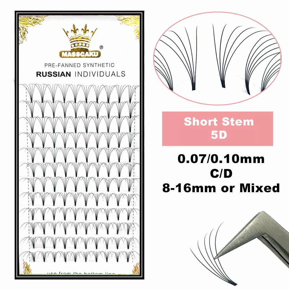 Eyelash Extension Human Hair - MASSCAKU 既成ロシアボリュームショートステムまつげエクステンションワイドファン 3D 4D 5D 6D