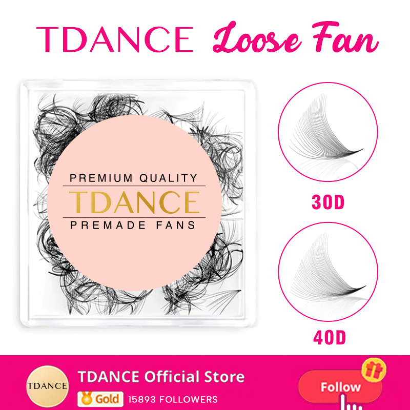 Eyelash Extension Medium - TDANCE 30D/40D ルースファンとんがりベースボリュームまつげプロフェッショナルミディアムステムシャープ薄型既成ボリュームファンまつげエクステンション