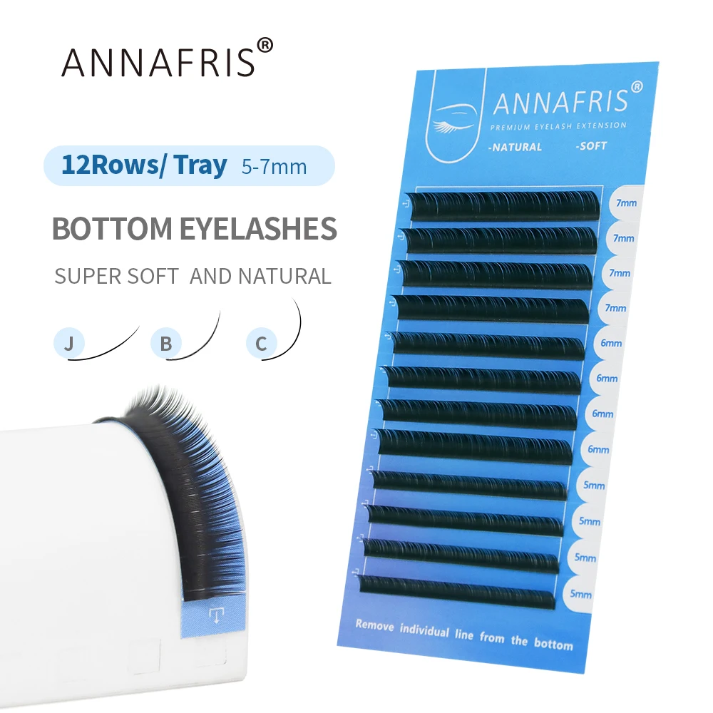 Eyelash Extension Human Hair - ANNAFRIS 下まつげ 5-7 ミリメートルミックス個別下まつげエクステンション J/B/C カールナチュラルショートミンク眉毛下まつげ