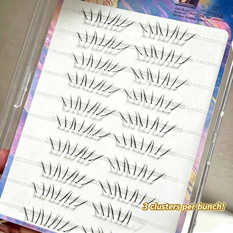 Eyelash Extension Adhesive - ナチュラルコミック下まつげエクステンションクラスターセット自己接着式つけまつげ接着剤不要下まつげメイクアップツール