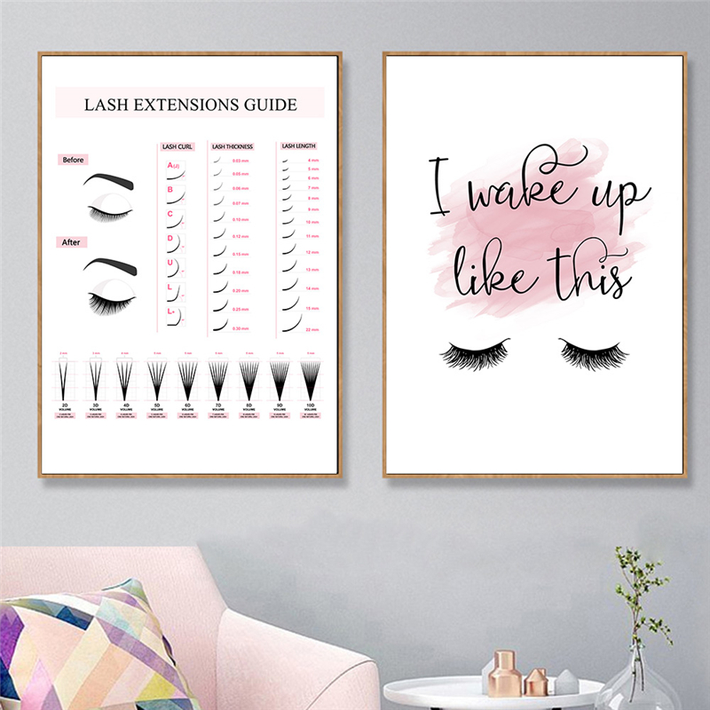 Eyelash Extension Quotes - まつげエクステガイドポスター,メイクアップポスターとプリント,まつ毛の絵,キャンバスに絵を描く,壁画アートプリント画像,女の子の部屋の装飾