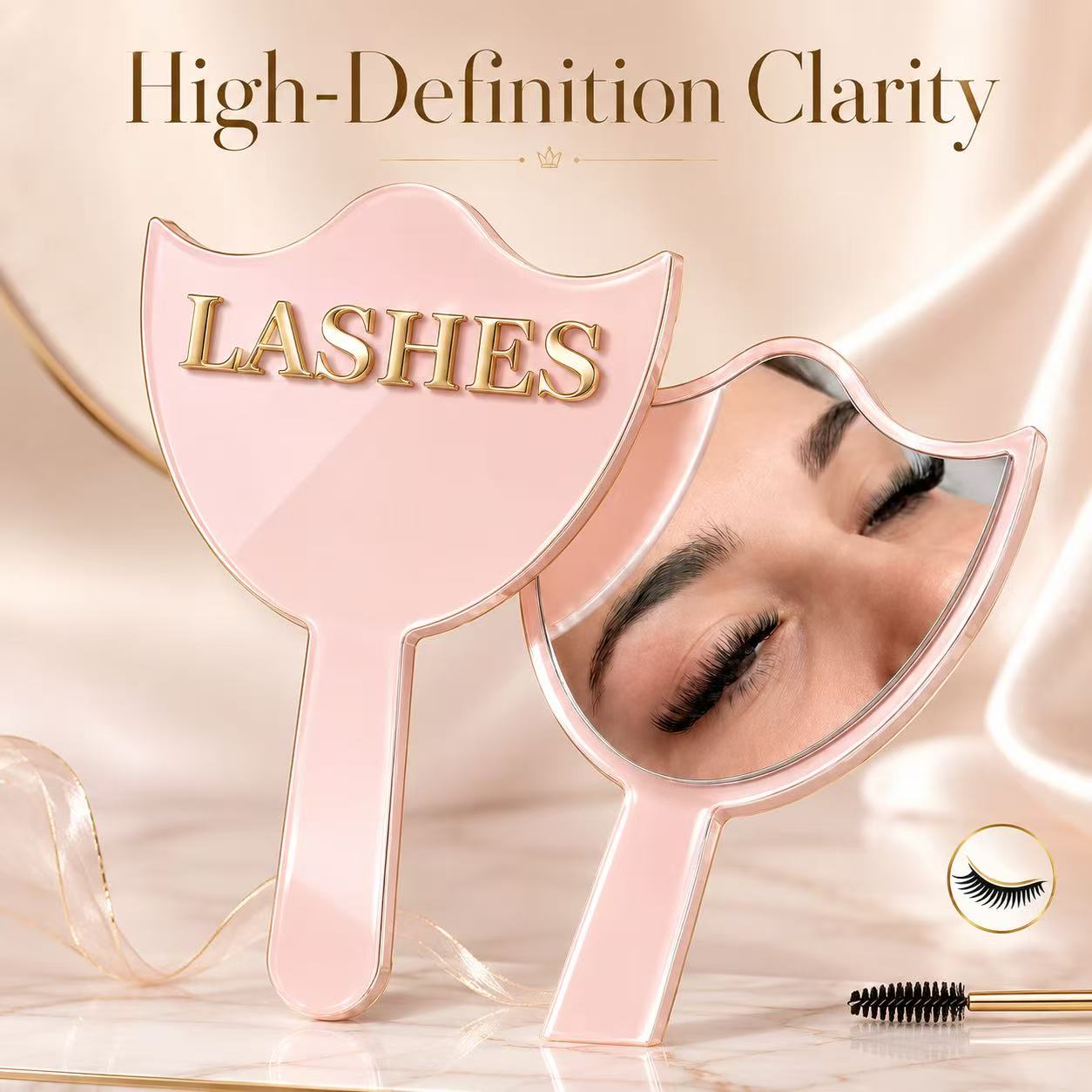 Eyelash Extension Model - HDガラス製まつげエクステンションミラー（ハンドル付き）、精密メイクアップミラー（まつげアーティスト＆サロン用）、卸売