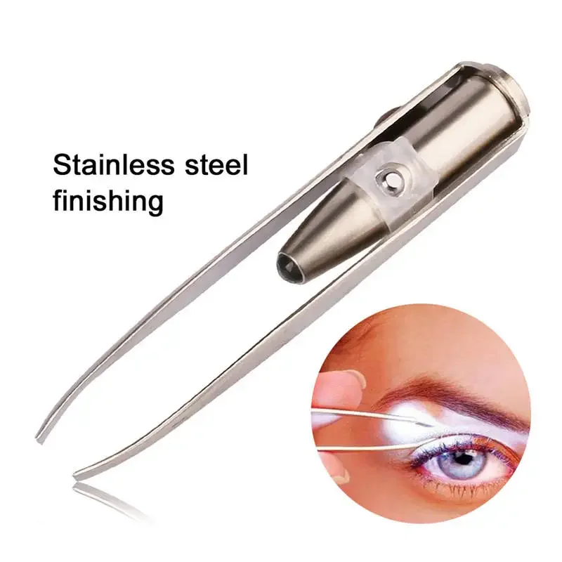 Eyelash Extension Led - 1/3 個 Led 眉毛ピンセットステンレス鋼顔眉毛デザインまつげリムーバーツールライトまつげピンセット美容メイク