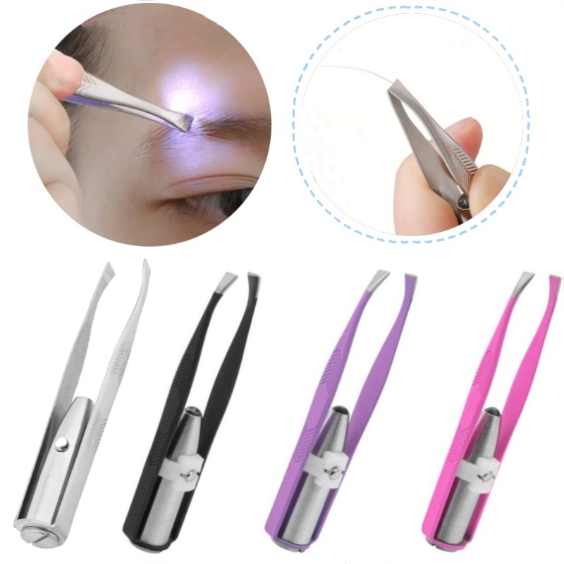 Eyelash Extension Led - 1/2 個眉毛ピンセット LED ライトスマートデザイン精密まつげ毛削除ステンレス鋼ピンセットポータブルメイクアップツール
