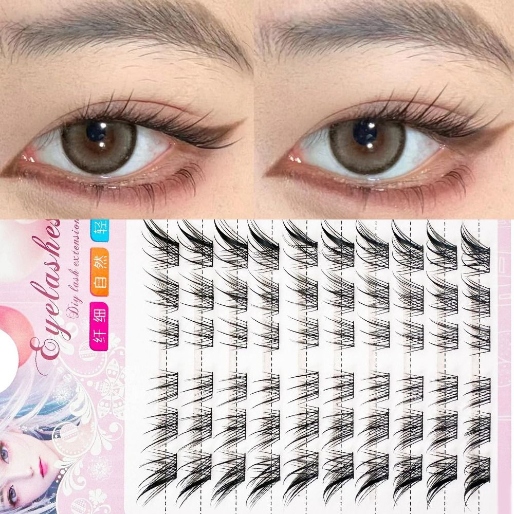 Eyelash Extension Human Hair - 3Dキャットアイクラスターまつげ ナチュラルマンガフォックスつけまつげ DIYまつげエクステ Cカール 個別まつげ まつげエクステ用