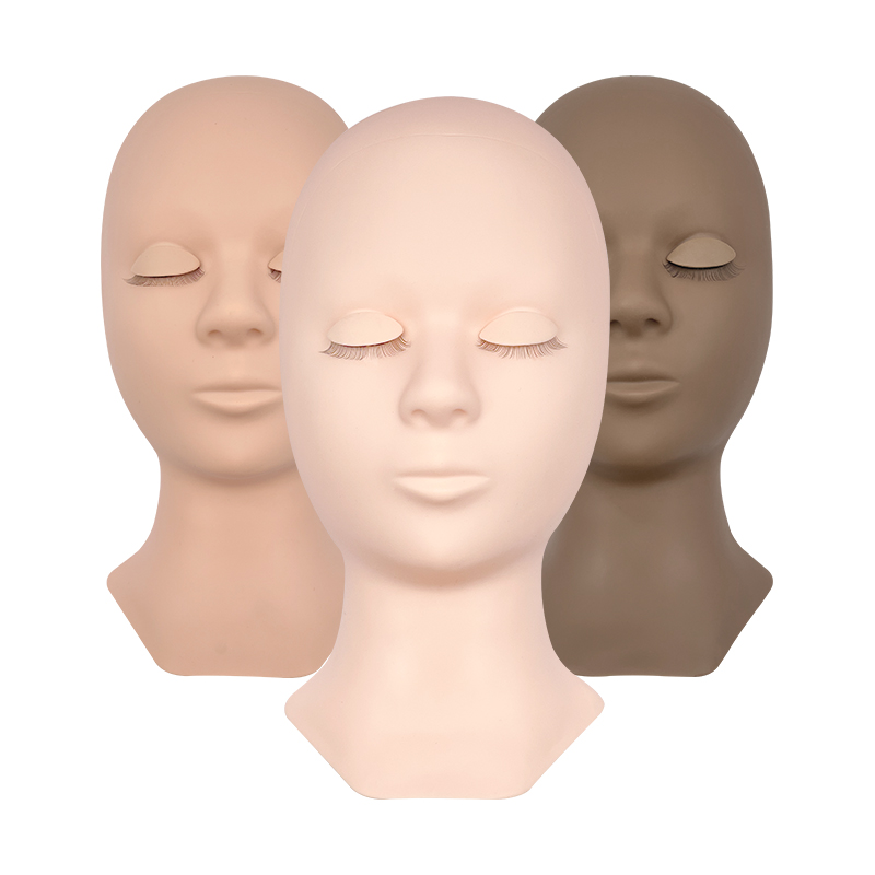 Eyelash Extension Model - まつげエクステンショントレーニング練習ヘッドフラットソフト現実的なマネキンモデルヘッドと層状まつげ