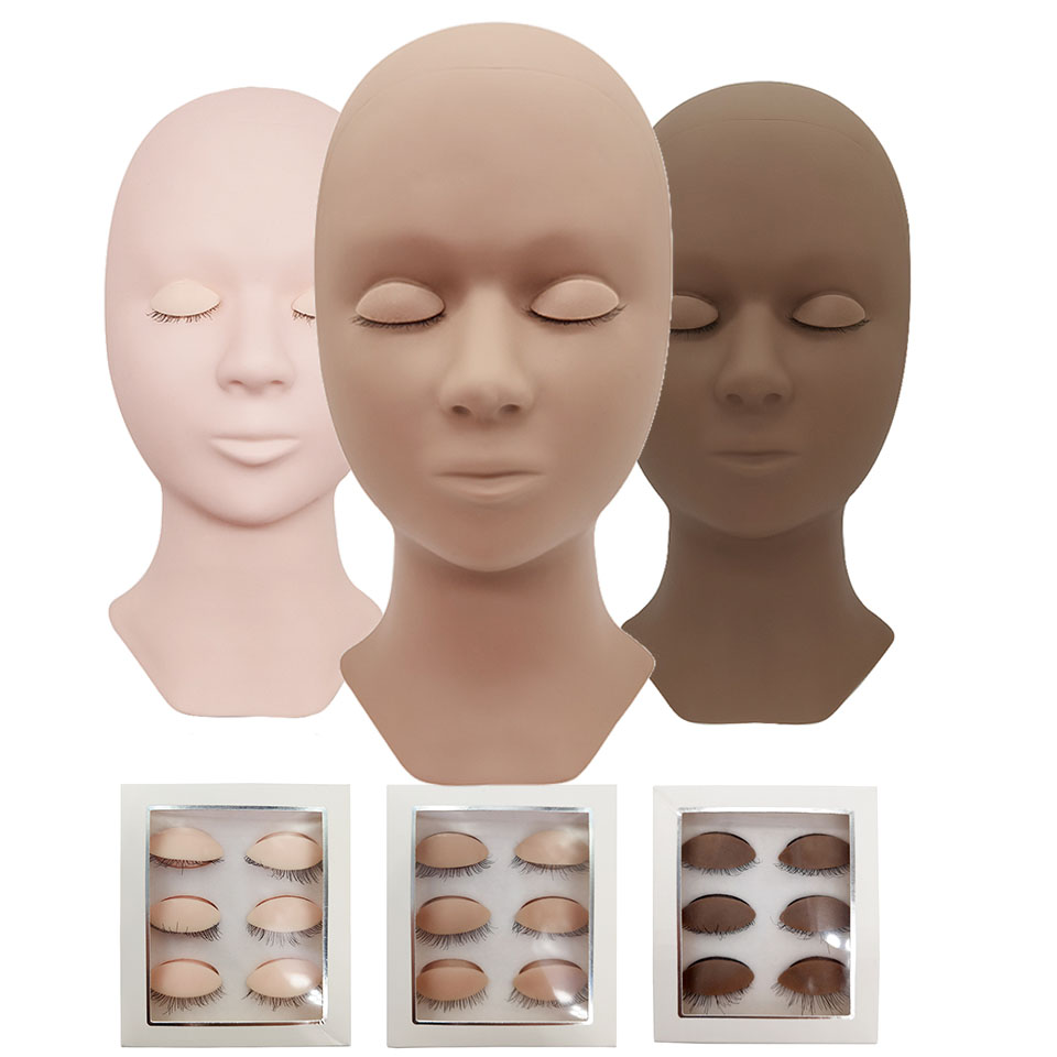 Eyelash Extension Model - 取り外し可能な目を持つシリコンヘッドトレーニングマネキン,アイエクステンションの練習モデル,メイク