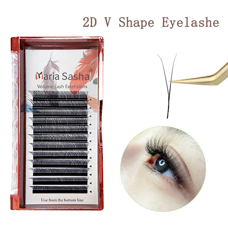Eyelash Extension Human Hair - マリア 2D Y シェイプまつげハンドプレミアム 2D まつげソフトライトナチュラルまつげエクステンション用品メイクアップメッシュネットクロスラッシュ
