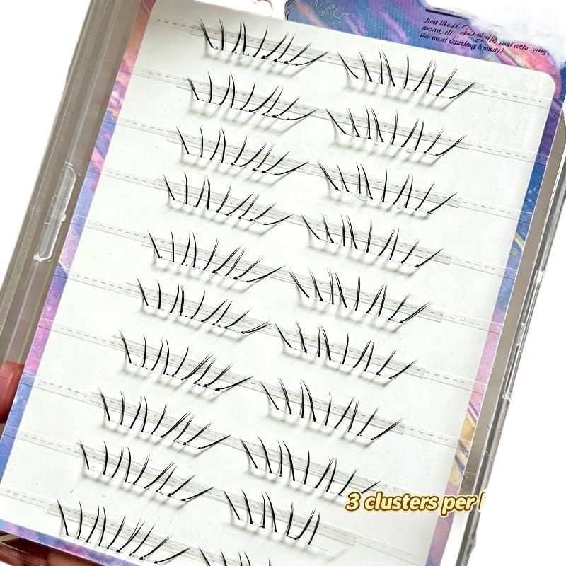 1セットコミック下まつげエクステクラスターナチュラルセルフ接 - Eyelash Extension Adhesive のレビューと価格