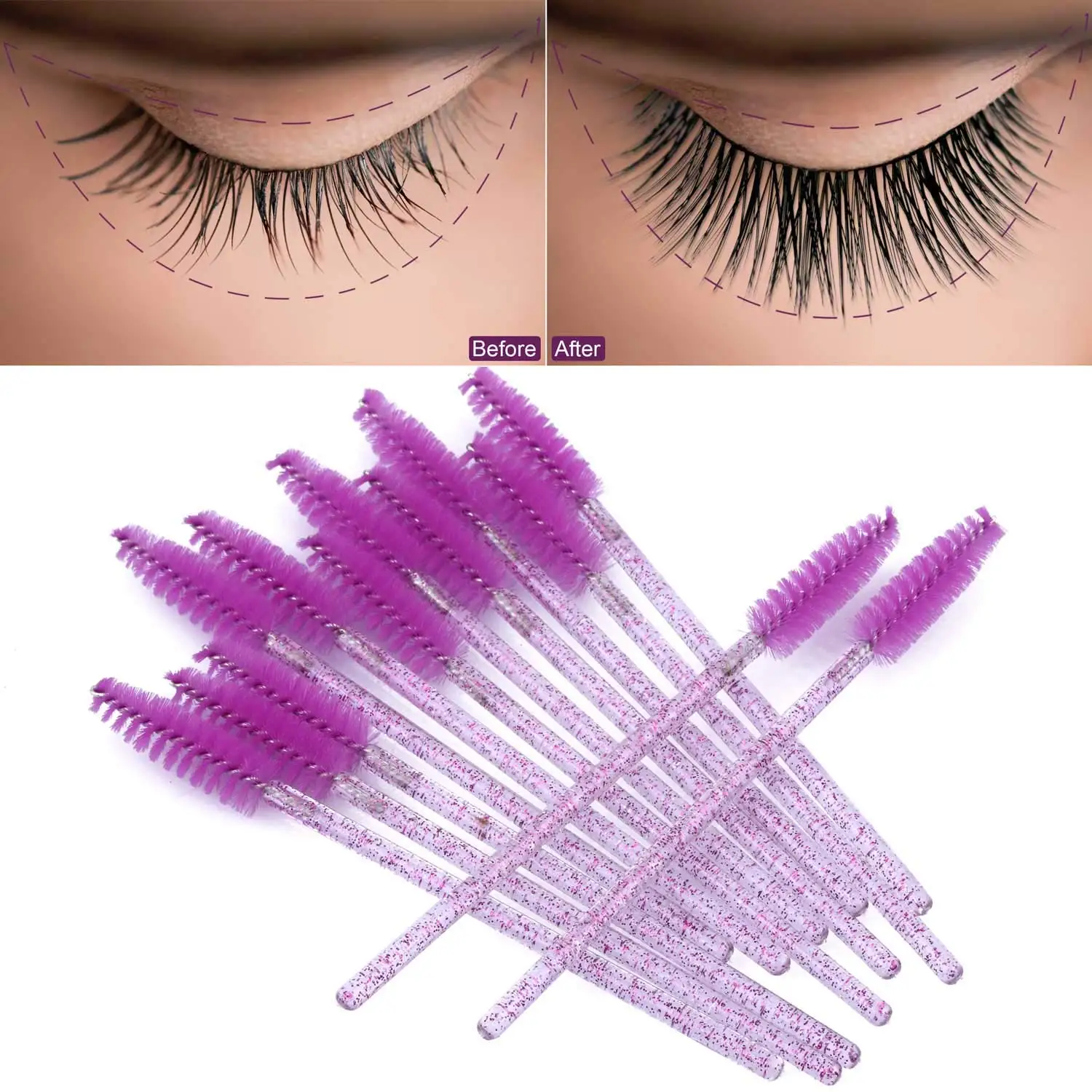 100/1000/2000 個使い捨てマスカラワンドまつげブ - Eyelash Extension Options のレビューと価格