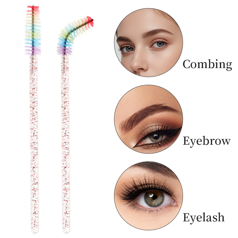50 個レインボークリスタルまつげメイクブラシ使い捨てマイク - Eyelash Extension Last のレビューと価格